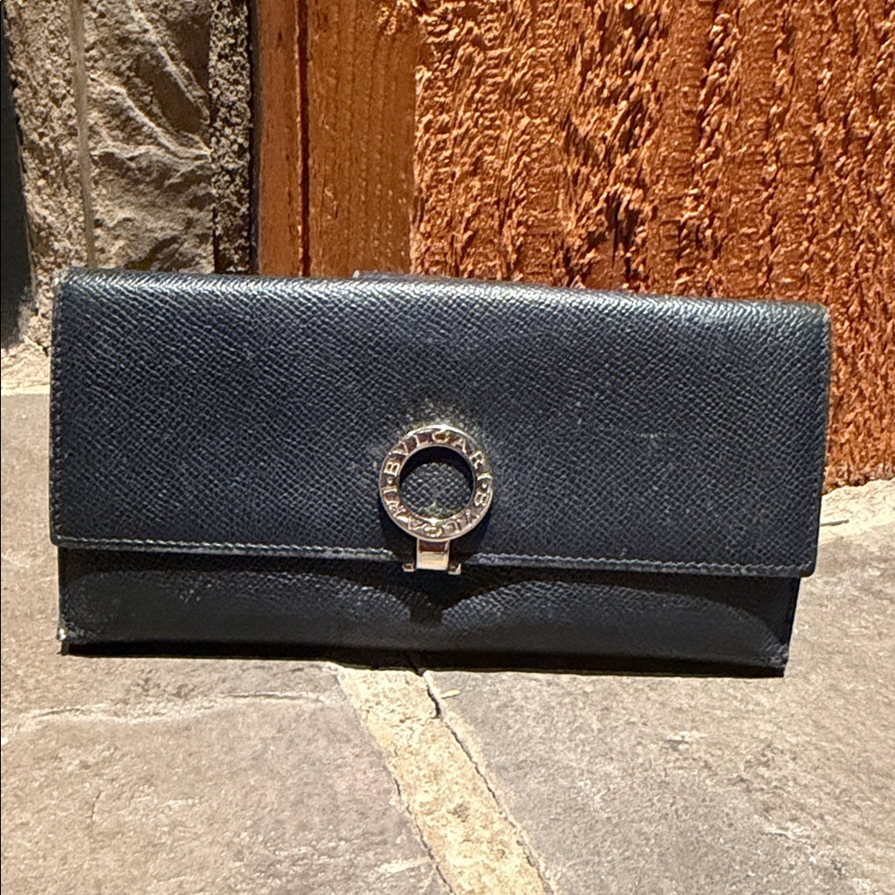 BVLGARI Wallet Black B-Zero 1 Leather Long Bifold Continental Card Women’s